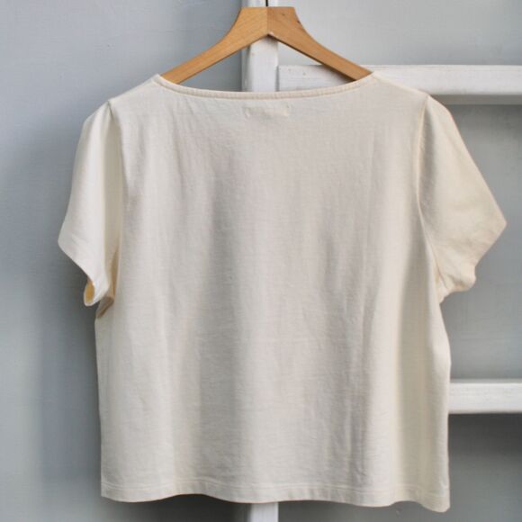 Madewell Cream Lipstick Red Vaca Graphic Setlist Boxy Tee Size Medium - Picture 3 of 7